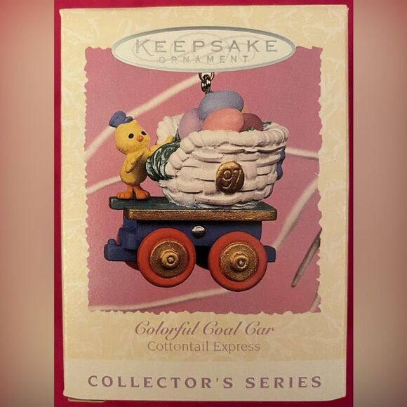 Easter Hallmark Keepsake Ornament 1997 Colorful Coal Car #2 in Cottontail Series - Picture 1 of 9
